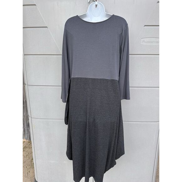 Chalet Lagenlook Artsy Stretch Bamboo Blend Oversized Midi Dress L Made in USA - Picture 6 of 12